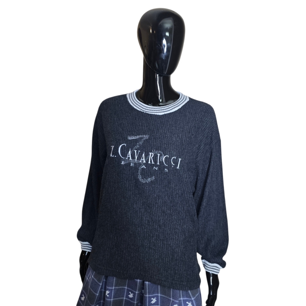 Vintage 90s Z. Cavaricci Jeans Logo Sweater | Made in USA | Size Medium